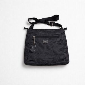 Coach Getaway Signature Nylon File Crossbody Bag Black Pre owned